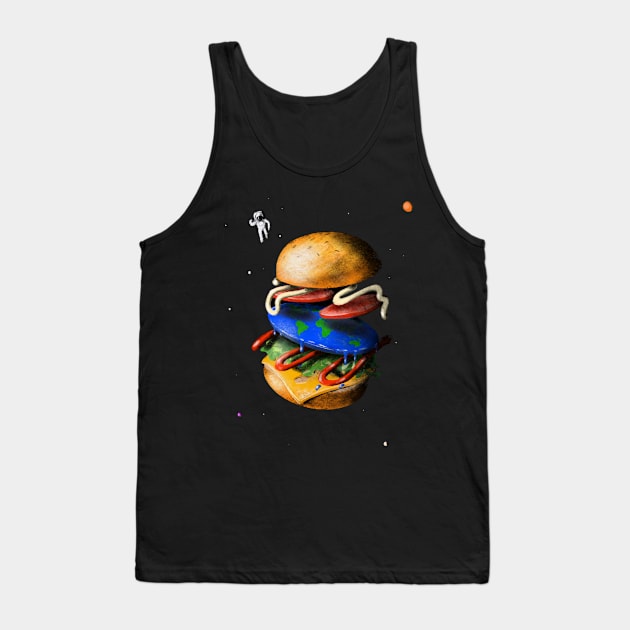 Flat Earth Burger Tank Top by ditoons